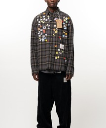 Price Tag Sticker Printed Check Shirt