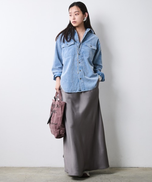 CHIC STYLE（シックスタイル）の「硫化染コーデュロイシャツ＜大きいサイズ有＞シックスタイル（シャツ/ブラウス・レディース・ブラック/モカ/ブルー・3L/LL/L/M/5L/4L）」の11枚目の写真