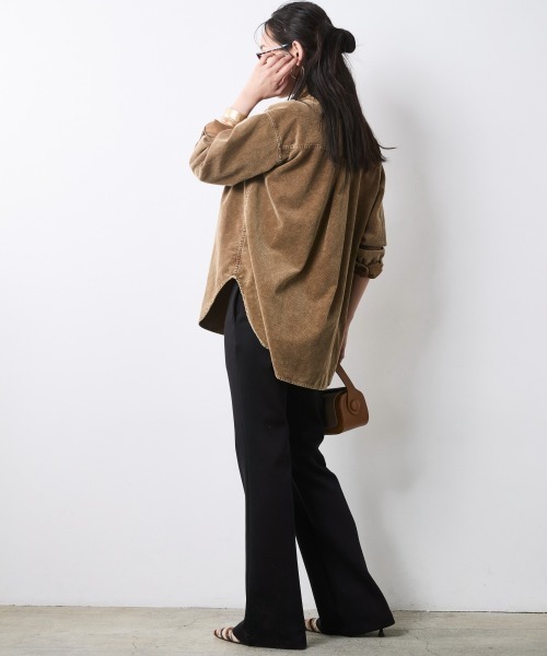 CHIC STYLE（シックスタイル）の「硫化染コーデュロイシャツ＜大きいサイズ有＞シックスタイル（シャツ/ブラウス・レディース・ブラック/モカ/ブルー・3L/LL/L/M/5L/4L）」の13枚目の写真