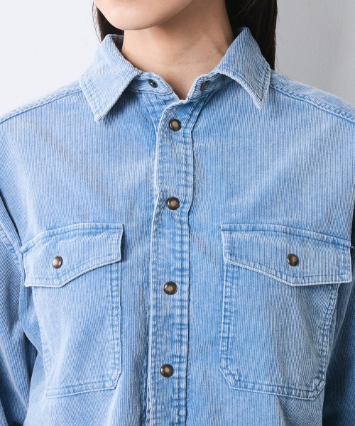 CHIC STYLE（シックスタイル）の「硫化染コーデュロイシャツ＜大きいサイズ有＞シックスタイル（シャツ/ブラウス・レディース・ブラック/モカ/ブルー・3L/LL/L/M/5L/4L）」の16枚目の写真