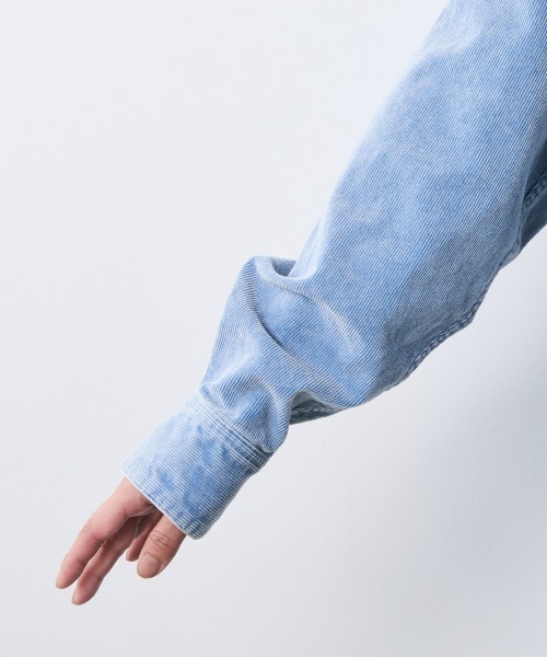 CHIC STYLE（シックスタイル）の「硫化染コーデュロイシャツ＜大きいサイズ有＞シックスタイル（シャツ/ブラウス・レディース・ブラック/モカ/ブルー・3L/LL/L/M/5L/4L）」の21枚目の写真