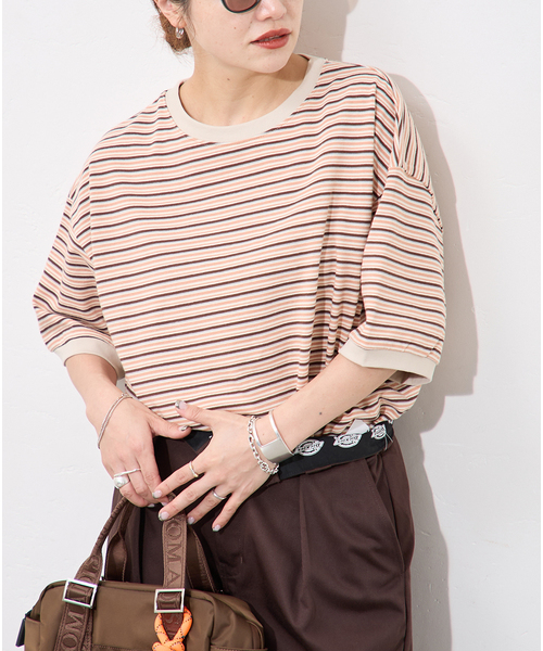STAR&STRIPE(スターアンドストライプ)の「【STAR&STRIPE/スターアンドストライプ】オーバーFIT リンガーT(Tシャツ/カットソー・レディース・チャコールグレー/ブラウン/ピンク/グリーン・FREE)」の2枚目の写真