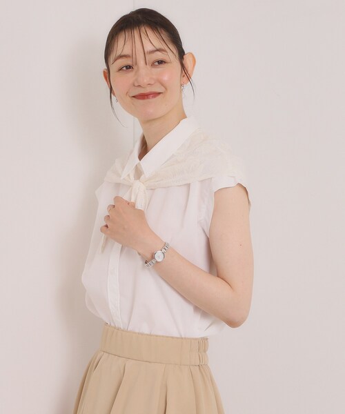 ITS'DEMO(イッツデモ)の「レーススカーフ付きブラウス(シャツ/ブラウス・レディース・サックスブルー/オフホワイト/サックスブルー系2・00)」の10枚目の写真