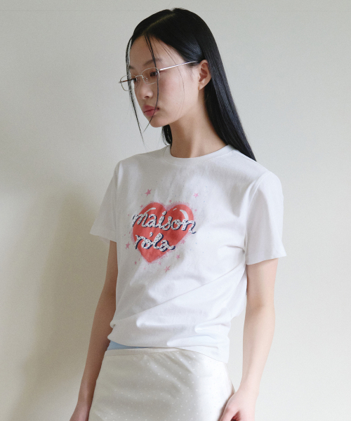 ROLAROLA(ロラロラ)の「HEART ROLA T-SHIRT WHITE(Tシャツ/カットソー・レディース・ホワイト・FREE)」の1枚目の写真