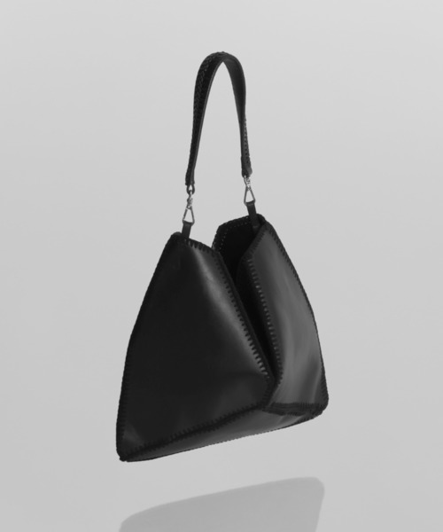 YArKA/ヤーカ】real leather × knit embroidery drawstring 2way bag