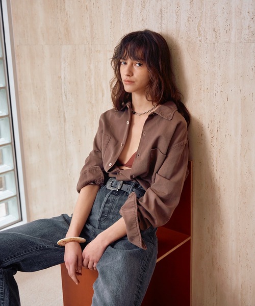 AUTHEN(オーセン)の「【AUTHEN】オーセン/ SILKNIZED TWILL REGULAR SHIRT(ユニセックス)(シャツ/ブラウス・メンズ・ブラック/オフホワイト/ブラウン/ブラック系その他・MEDIUM/LARGE/SMALL)」の7枚目の写真
