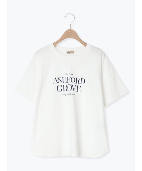 Samansa Mos2(サマンサ モスモス)の「◇【接触冷感】ロゴプリントTシャツ(Tシャツ/カットソー・レディース・オフホワイト/チャコールグレー/イエロー・F)」の2枚目の写真