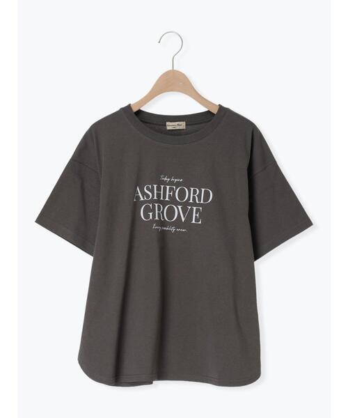 Samansa Mos2(サマンサ モスモス)の「◇【接触冷感】ロゴプリントTシャツ(Tシャツ/カットソー・レディース・オフホワイト/チャコールグレー/イエロー・F)」の3枚目の写真