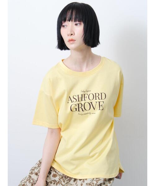 Samansa Mos2(サマンサ モスモス)の「◇【接触冷感】ロゴプリントTシャツ(Tシャツ/カットソー・レディース・オフホワイト/チャコールグレー/イエロー・F)」の8枚目の写真