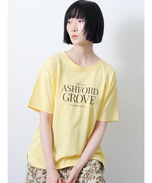Samansa Mos2(サマンサ モスモス)の「◇【接触冷感】ロゴプリントTシャツ(Tシャツ/カットソー・レディース・オフホワイト/チャコールグレー/イエロー・F)」の9枚目の写真