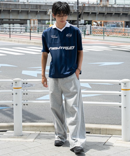 WEGO(ウィゴー)の「WEGO/【26年春夏新作】ラインスウェットカバーフィットパンツ(スウェットパンツ・メンズ・ブラック/杢グレー・LARGE/MEDIUM)」の3枚目の写真