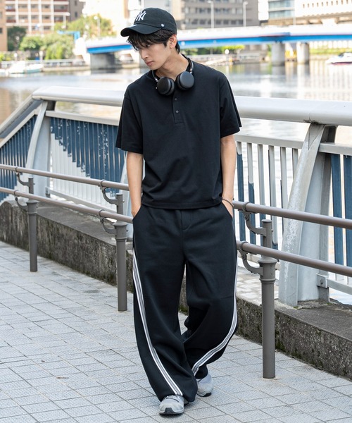 WEGO(ウィゴー)の「WEGO/【26年春夏新作】ラインスウェットカバーフィットパンツ(スウェットパンツ・メンズ・ブラック/杢グレー・LARGE/MEDIUM)」の4枚目の写真