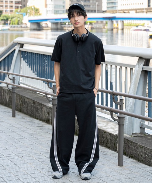 WEGO(ウィゴー)の「WEGO/【26年春夏新作】ラインスウェットカバーフィットパンツ(スウェットパンツ・メンズ・ブラック/杢グレー・LARGE/MEDIUM)」の19枚目の写真