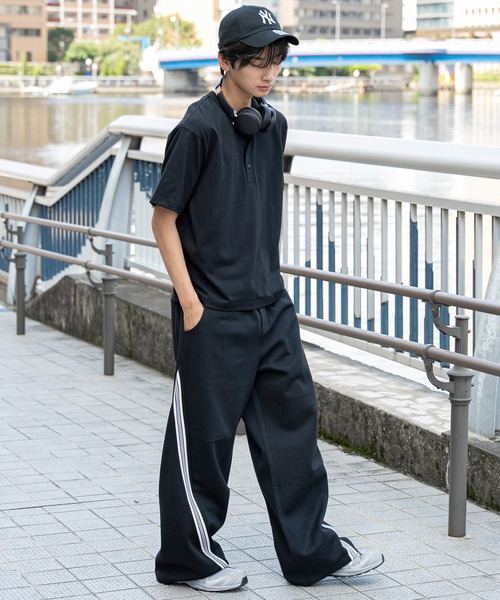 WEGO(ウィゴー)の「WEGO/【26年春夏新作】ラインスウェットカバーフィットパンツ(スウェットパンツ・メンズ・ブラック/杢グレー・LARGE/MEDIUM)」の20枚目の写真