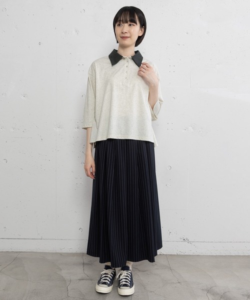POU DOU DOU(プードゥドゥ)の「並びボタンポロトップス(Tシャツ/カットソー・レディース・レッド/オートミール/ダークグレー・3)」の20枚目の写真