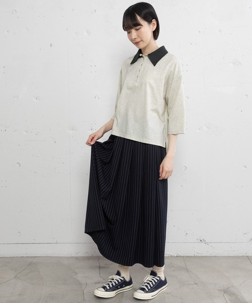 POU DOU DOU(プードゥドゥ)の「並びボタンポロトップス(Tシャツ/カットソー・レディース・レッド/オートミール/ダークグレー・3)」の21枚目の写真