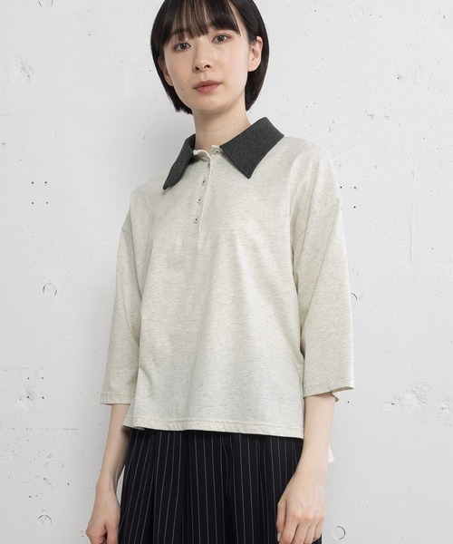 POU DOU DOU(プードゥドゥ)の「並びボタンポロトップス(Tシャツ/カットソー・レディース・レッド/オートミール/ダークグレー・3)」の16枚目の写真