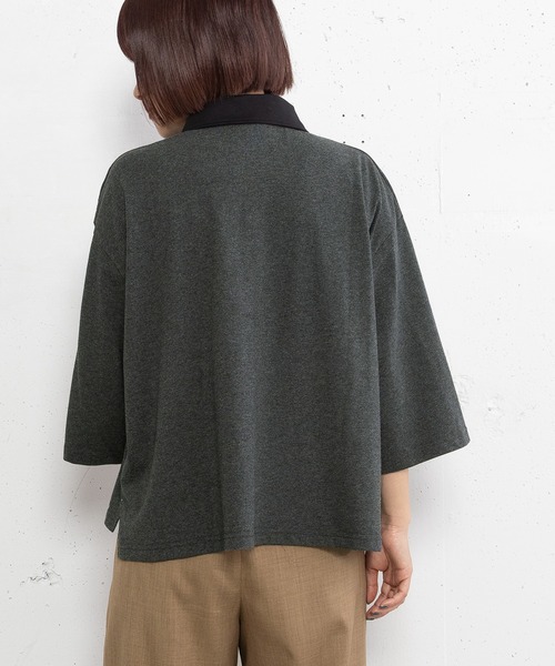 POU DOU DOU(プードゥドゥ)の「並びボタンポロトップス(Tシャツ/カットソー・レディース・レッド/オートミール/ダークグレー・3)」の6枚目の写真