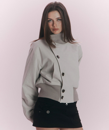 Sena High Neck Button Jacket (Cloudy)