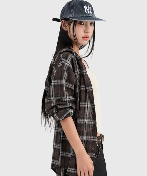raucohouse(ラウコハウス)の「ワッシャー加工チェック柄フード付きシャツジャケット(シャツ/ブラウス・レディース・ブラウン・FREE)」の15枚目の写真