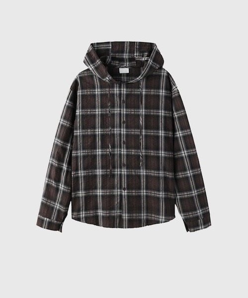 raucohouse(ラウコハウス)の「ワッシャー加工チェック柄フード付きシャツジャケット(シャツ/ブラウス・レディース・ブラウン・FREE)」の3枚目の写真