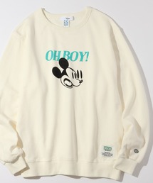 【DISCUS/ディスカス】×【Disney/ディズニー】ミッキーマウス アートワークデザイン ヴィンテージライク 裏毛スウェット