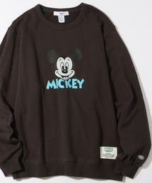 【DISCUS/ディスカス】×【Disney/ディズニー】ミッキーマウス アートワークデザイン ヴィンテージライク 裏毛スウェット
