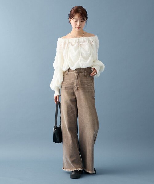 mystic(ミスティック)の「【ZOZO限定REVIVAL】26AWウェーブシアーホイップニット(ニット/セーター・レディース・イエロー/ブラック/オフホワイト/ベージュ/ピンク・FREE)」の14枚目の写真