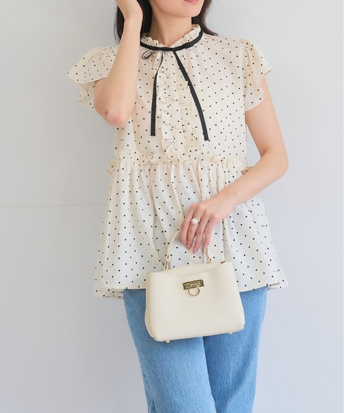 Neige（ネージュ）の「フレンチドットリボンペプラムブラウス（シャツ/ブラウス・レディース・アイボリー/ブラック・ONE SIZE）」の11枚目の写真