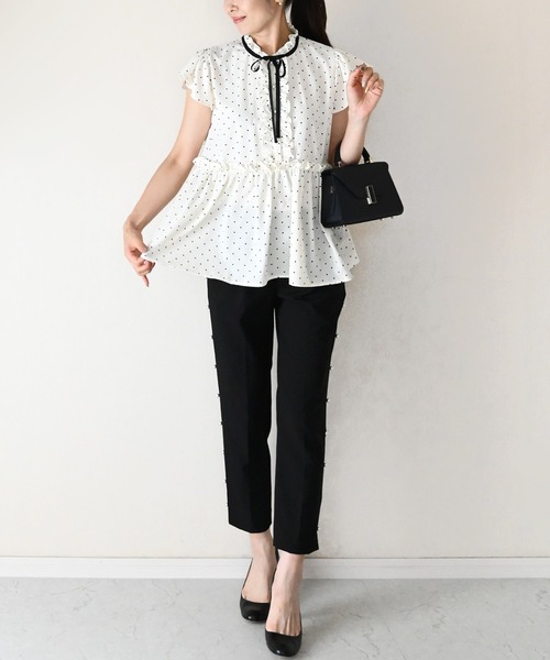 Neige（ネージュ）の「フレンチドットリボンペプラムブラウス（シャツ/ブラウス・レディース・アイボリー/ブラック・ONE SIZE）」の16枚目の写真