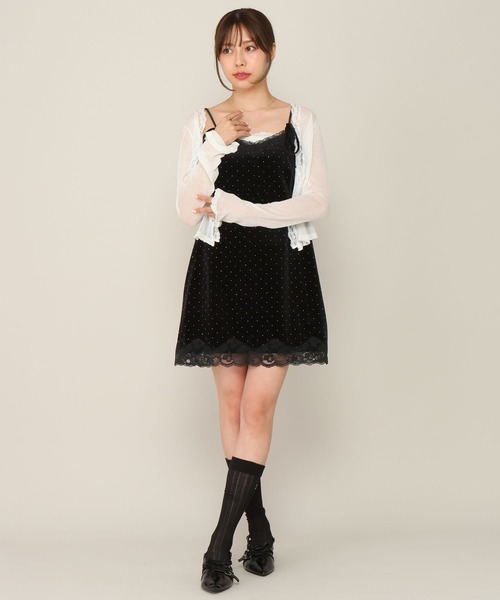 Heather(ヘザー)の「レースベロアキャミミニワンピース 1063892(ワンピース・レディース・ブラック/アイボリー/ブラック系その他・FREE)」の3枚目の写真