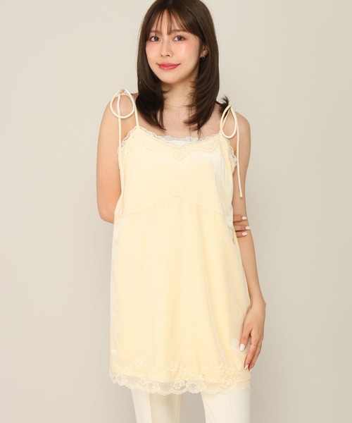 Heather(ヘザー)の「レースベロアキャミミニワンピース 1063892(ワンピース・レディース・ブラック/アイボリー/ブラック系その他・FREE)」の2枚目の写真