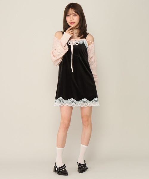 Heather(ヘザー)の「レースベロアキャミミニワンピース 1063892(ワンピース・レディース・ブラック/アイボリー/ブラック系その他・FREE)」の11枚目の写真