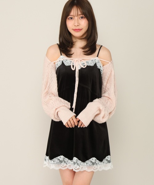 Heather(ヘザー)の「レースベロアキャミミニワンピース 1063892(ワンピース・レディース・ブラック/アイボリー/ブラック系その他・FREE)」の15枚目の写真