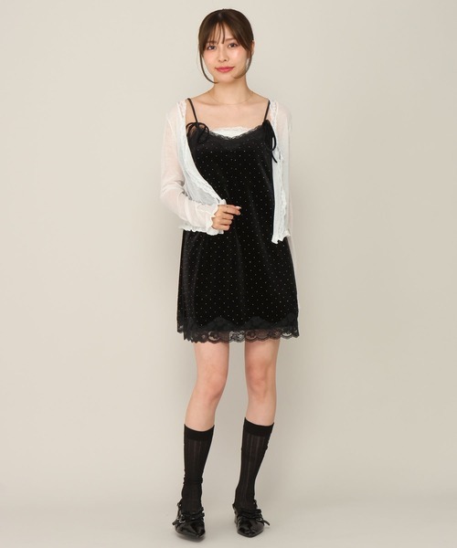 Heather(ヘザー)の「レースベロアキャミミニワンピース 1063892(ワンピース・レディース・ブラック/アイボリー/ブラック系その他・FREE)」の17枚目の写真
