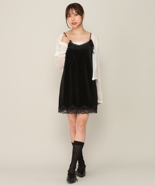 Heather(ヘザー)の「レースベロアキャミミニワンピース 1063892(ワンピース・レディース・ブラック/アイボリー/ブラック系その他・FREE)」の18枚目の写真