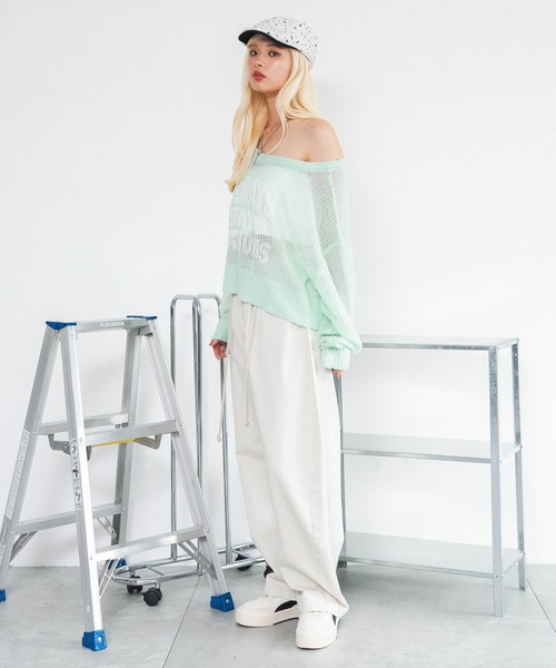 WEGO（ウィゴー）の「WEGO/【26年秋冬新作】モヘアタッチワンショルショートニット（ニット/セーター・レディース・グレー/ブラウン/ライトピンク/グリーン系その他・FREE）」の7枚目の写真