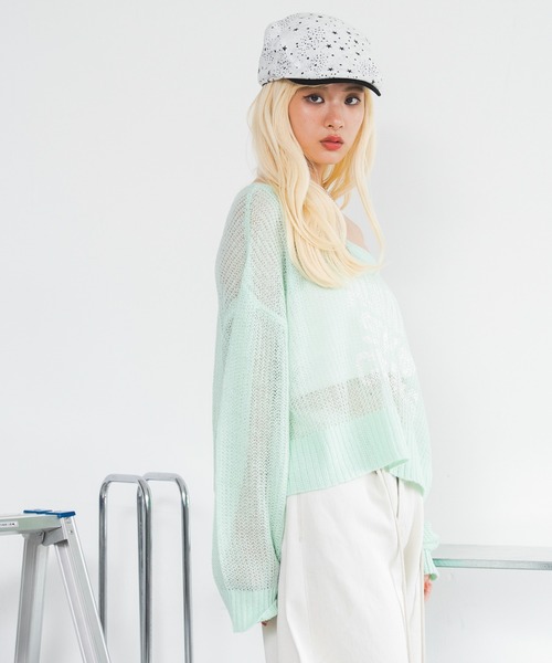 WEGO（ウィゴー）の「WEGO/【26年秋冬新作】モヘアタッチワンショルショートニット（ニット/セーター・レディース・グレー/ブラウン/ライトピンク/グリーン系その他・FREE）」の15枚目の写真