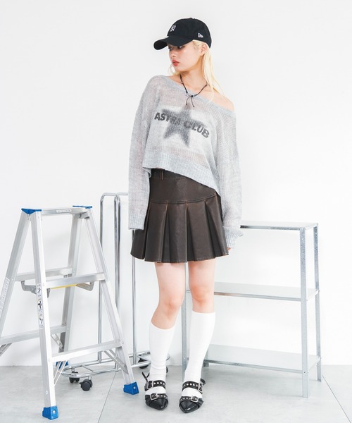 WEGO（ウィゴー）の「WEGO/【26年秋冬新作】モヘアタッチワンショルショートニット（ニット/セーター・レディース・グレー/ブラウン/ライトピンク/グリーン系その他・FREE）」の19枚目の写真