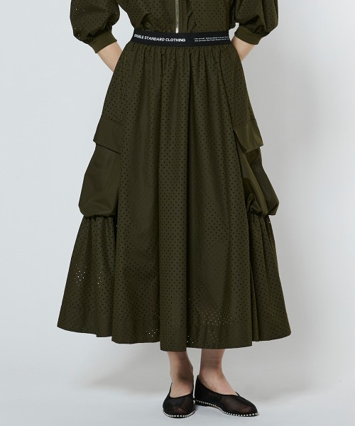 DOUBLE STANDARD CLOTHING(ダブルスタンダードクロージング)の「タイプライター フレアスカート(スカート・レディース・カーキ/ブラック・36/38)」の4枚目の写真