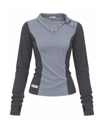 Side High Neck T (パープル、ブラック)