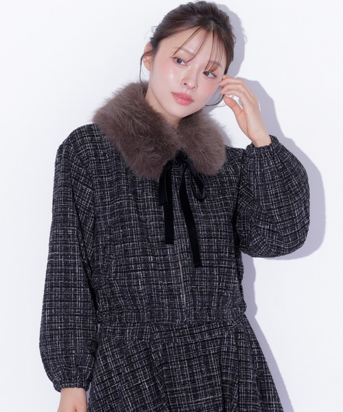 JILL by JILL STUART(ジルバイジルスチュアート)の「<セットアップ対応>ツイードファーティペットブルゾン(ブルゾン・レディース・グレー/ホワイト/ブラック・FREE)」の22枚目の写真