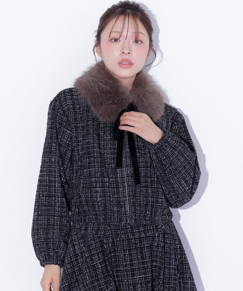 JILL by JILL STUART(ジルバイジルスチュアート)の「<セットアップ対応>ツイードファーティペットブルゾン(ブルゾン・レディース・グレー/ホワイト/ブラック・FREE)」の21枚目の写真