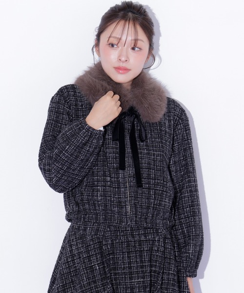 JILL by JILL STUART(ジルバイジルスチュアート)の「<セットアップ対応>ツイードファーティペットブルゾン(ブルゾン・レディース・グレー/ホワイト/ブラック・FREE)」の20枚目の写真