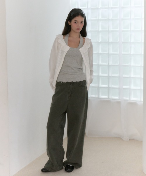 GIUNON(ジウノン)の「hem mellow holter neck tops / ヘムメロウホルターネックトップス(Tシャツ/カットソー・レディース・イエロー/ミント/ブラック/レッド/グレー・FREE)」の13枚目の写真