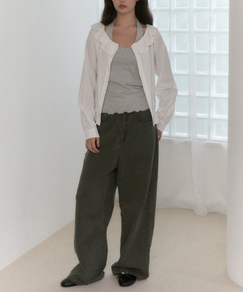 GIUNON(ジウノン)の「hem mellow holter neck tops / ヘムメロウホルターネックトップス(Tシャツ/カットソー・レディース・イエロー/ミント/ブラック/レッド/グレー・FREE)」の15枚目の写真