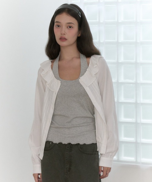 GIUNON(ジウノン)の「hem mellow holter neck tops / ヘムメロウホルターネックトップス(Tシャツ/カットソー・レディース・イエロー/ミント/ブラック/レッド/グレー・FREE)」の17枚目の写真