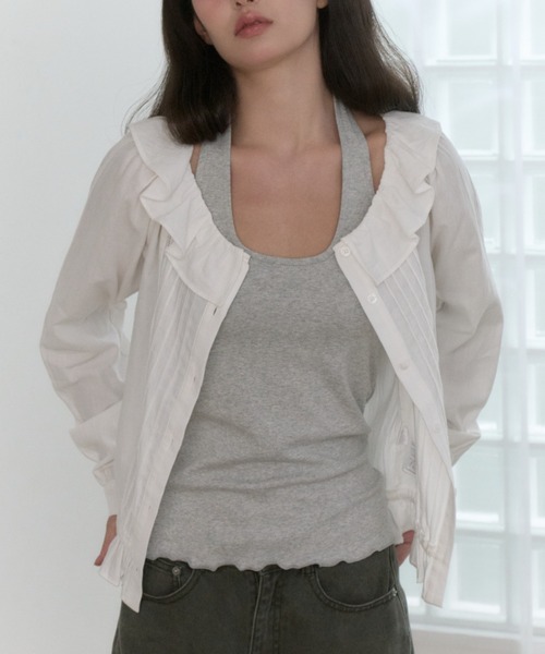 GIUNON(ジウノン)の「hem mellow holter neck tops / ヘムメロウホルターネックトップス(Tシャツ/カットソー・レディース・イエロー/ミント/ブラック/レッド/グレー・FREE)」の18枚目の写真