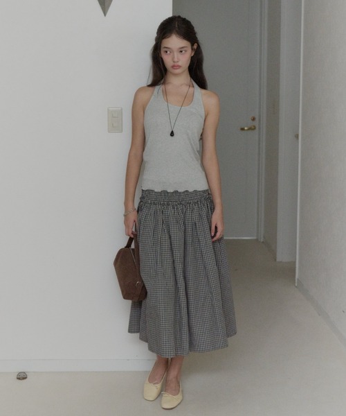GIUNON(ジウノン)の「hem mellow holter neck tops / ヘムメロウホルターネックトップス(Tシャツ/カットソー・レディース・イエロー/ミント/ブラック/レッド/グレー・FREE)」の22枚目の写真