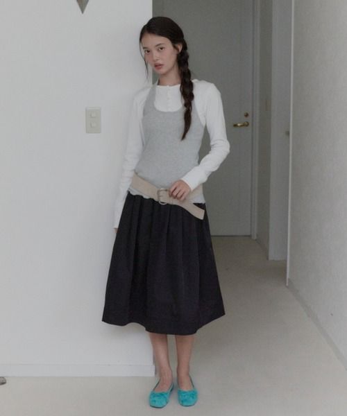 GIUNON(ジウノン)の「hem mellow holter neck tops / ヘムメロウホルターネックトップス(Tシャツ/カットソー・レディース・イエロー/ミント/ブラック/レッド/グレー・FREE)」の6枚目の写真
